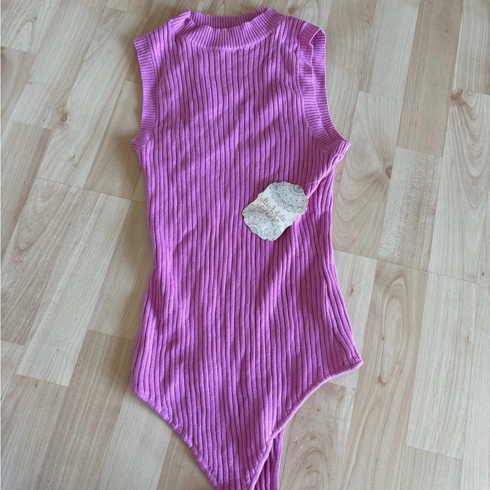 Altar'd State Pink Ribbed Bodysuit